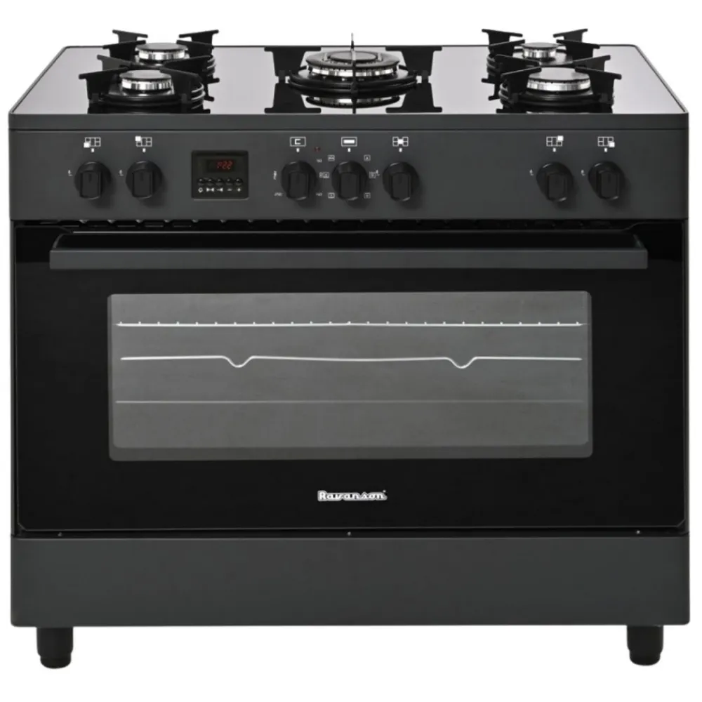 Kuchnia gazowo-elektryczna KWGE-K90 GLASS black * Ravanson Clearance