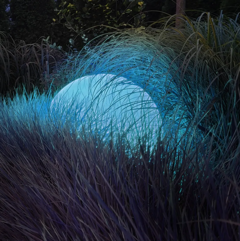 Kula Ogrodowa GLOBO biała 60 cm z żarówką RGB A60 10W i pilotem