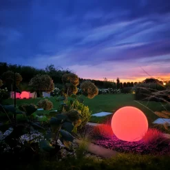 Kula Ogrodowa GLOBO biała 30 cm z żarówką RGB A60 10W i pilotem