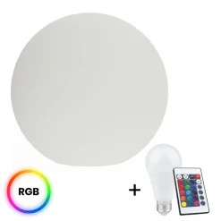 Kula Ogrodowa GLOBO biała 30 cm z żarówką RGB A60 10W i pilotem