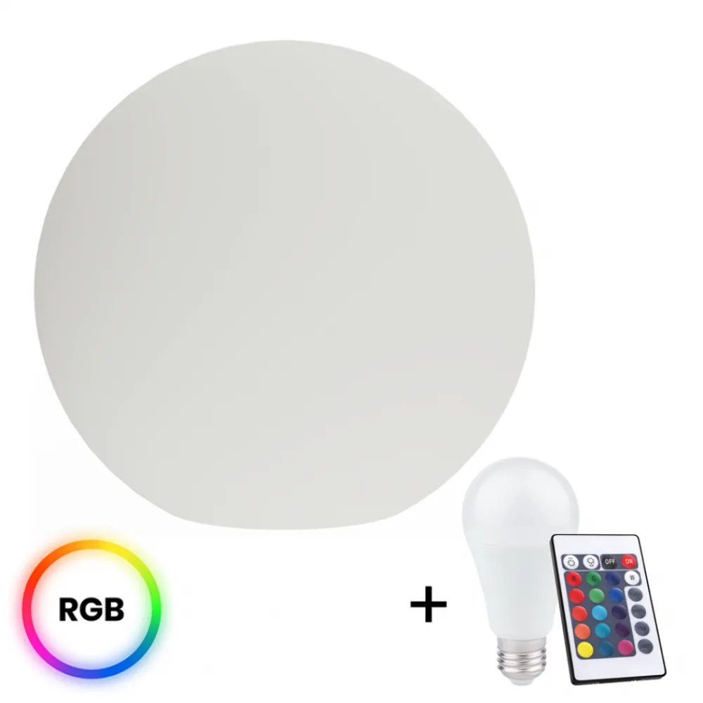 Kula Ogrodowa GLOBO biała 40 cm z żarówką RGB A60 10W i pilotem * Eko-light Online