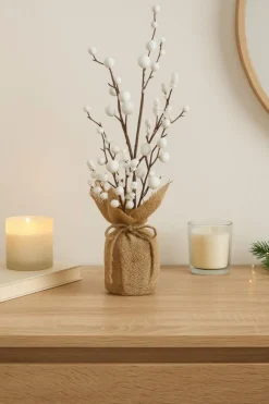 Kwiaty w doniczce białe 38cm juta