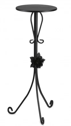 Kwietnik metalowy czarny z różą 75 cm
