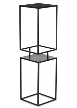 Kwietnik metalowy czarny 2 poziomy 87 cm industrialny