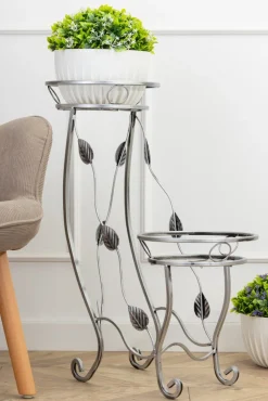 Kwietnik na dwie donice Julyan srebrny 70 cm