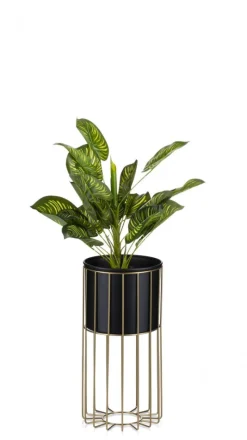 Kwietnik nowoczesny 42 cm złoto czarnym LOFT
