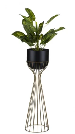 Kwietnik nowoczesny 68 cm złoto czarny GLAMOUR