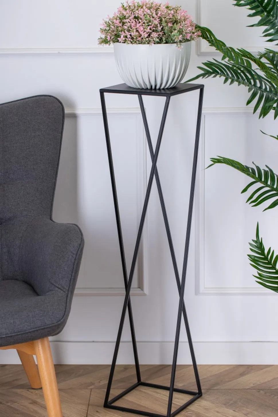 Kwietnik nowoczesny czarny stojący 100 cm LOFT