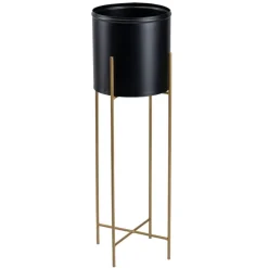 Kwietnik nowoczesny z wkładem 75 cm czarno złoty GLAM