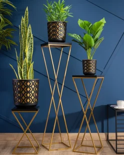 Kwietnik stojący 40 cm blat czarny metal GLAMOUR