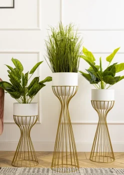 Kwietnik stojący 46 cm złoto biały LOFT metal