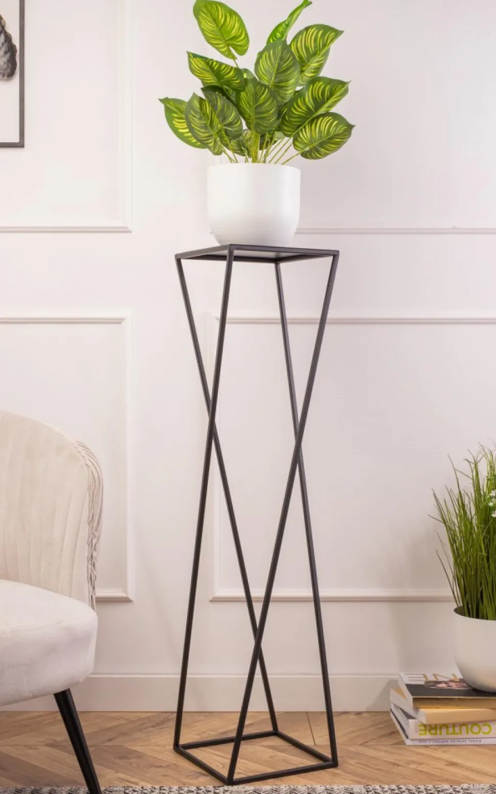 Kwietnik stojący czarny 100 cm LOFTOWY metalowy