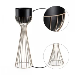 Kwietnik stojący z czarną osłonką 68 cm taupe