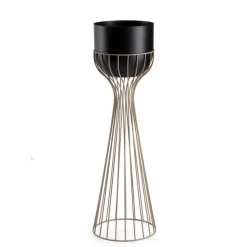 Kwietnik stojący z czarną osłonką 68 cm taupe
