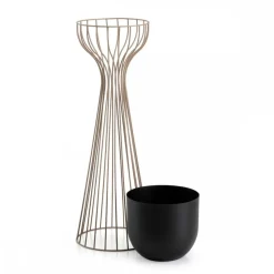 Kwietnik stojący z czarną osłonką 68 cm taupe