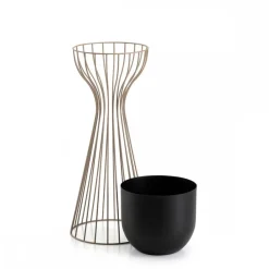 Kwietnik stojący z czarną osłonką 56 cm taupe