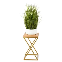 Kwietnik stojący złoty 40 cm z blatem dąb lancelot
