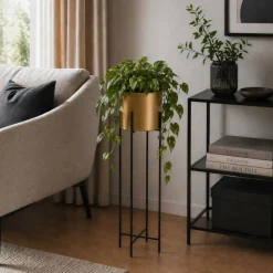 Kwietnik z osłonka 95 cm czarno złoty GLAMOUR