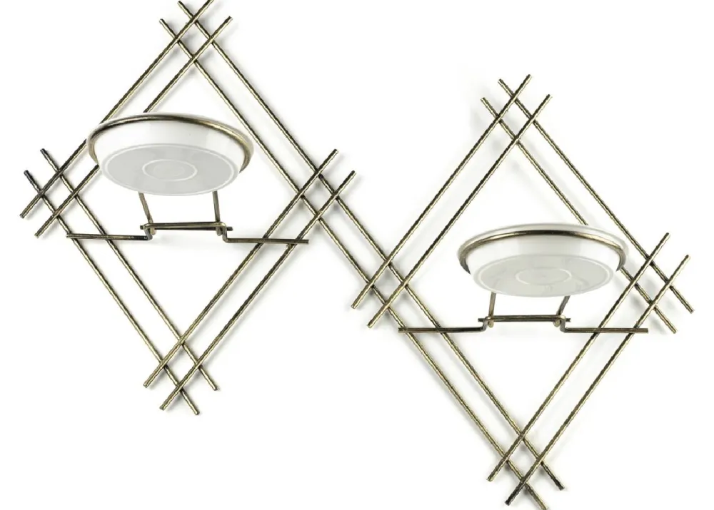 Kwietnik ścienny metalowy LOFT podwójny 41 cm złoty * Dąstal New