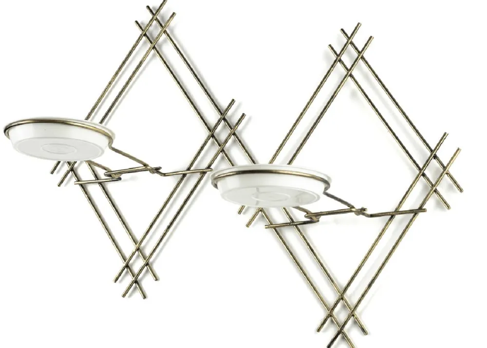 Kwietnik ścienny metalowy LOFT podwójny 41 cm złoty * Dąstal New
