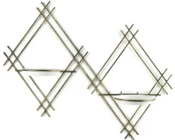 Kwietnik ścienny metalowy LOFT podwójny 41 cm złoty * Dąstal New