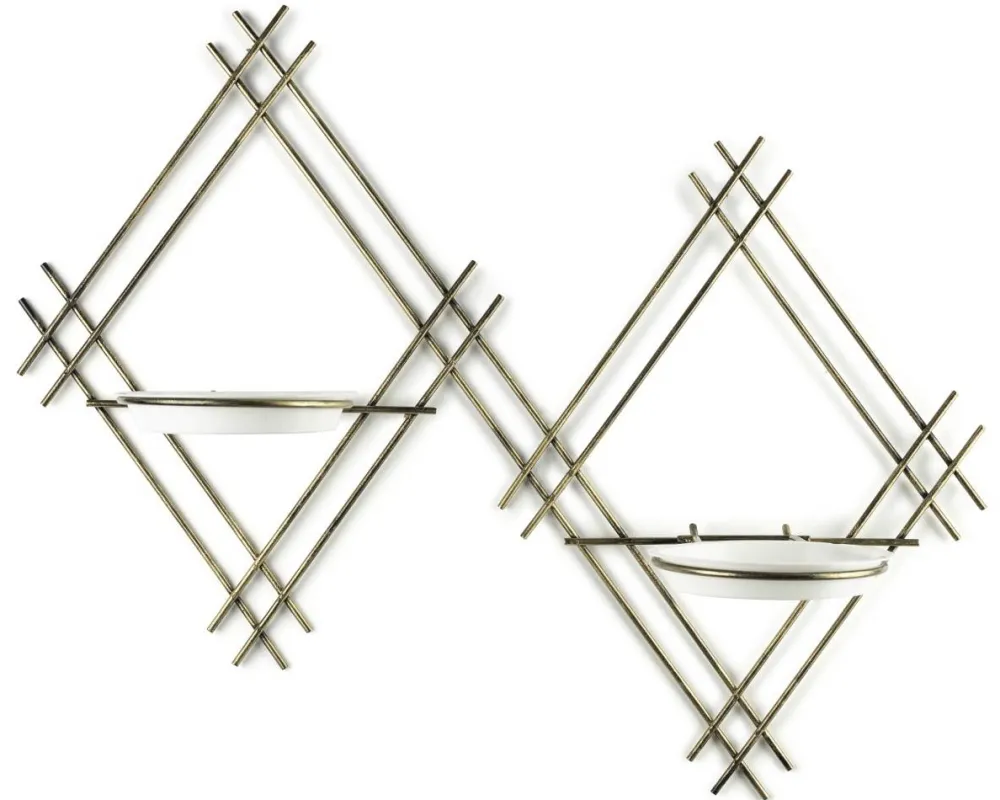Kwietnik ścienny metalowy LOFT podwójny 41 cm złoty * Dąstal New
