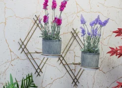 Kwietnik ścienny metalowy LOFT podwójny 41 cm złoty * Dąstal New