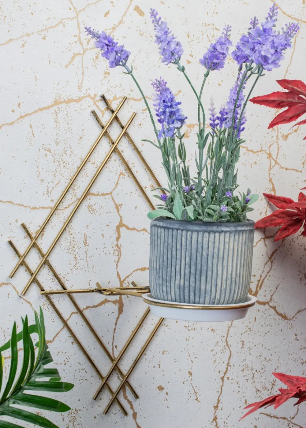 Kwietnik ścienny metalowy złoty LOFT 41 cm * Dąstal Clearance