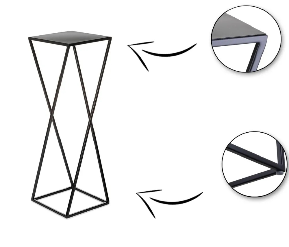 Kwietnik loftowy stojący czarny 70 cm metalowy * HowHomely