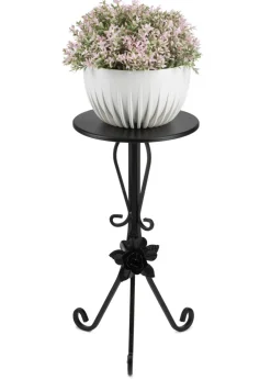 Kwietnik metalowy czarny z różą 55 cm * HowHomely Online