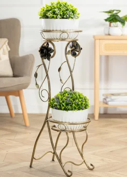 Kwietnik metalowy na dwie donice Quincy 90,5 cm * Dąstal Outlet