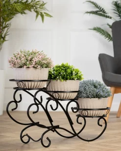 Kwietnik na trzy donice 51 cm czarny * Dąstal Outlet