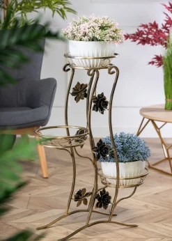 Kwietnik na trzy donice metalowy Fala 100 cm * Dąstal Online