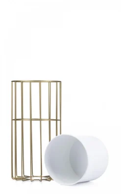 Kwietnik nowoczesny 42 cm złoto biały LOFT metal * HowHomely