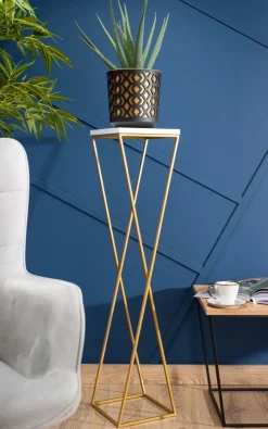 Kwietnik stojak 100 cm blat biały LOFT metalowy * HowHomely Best