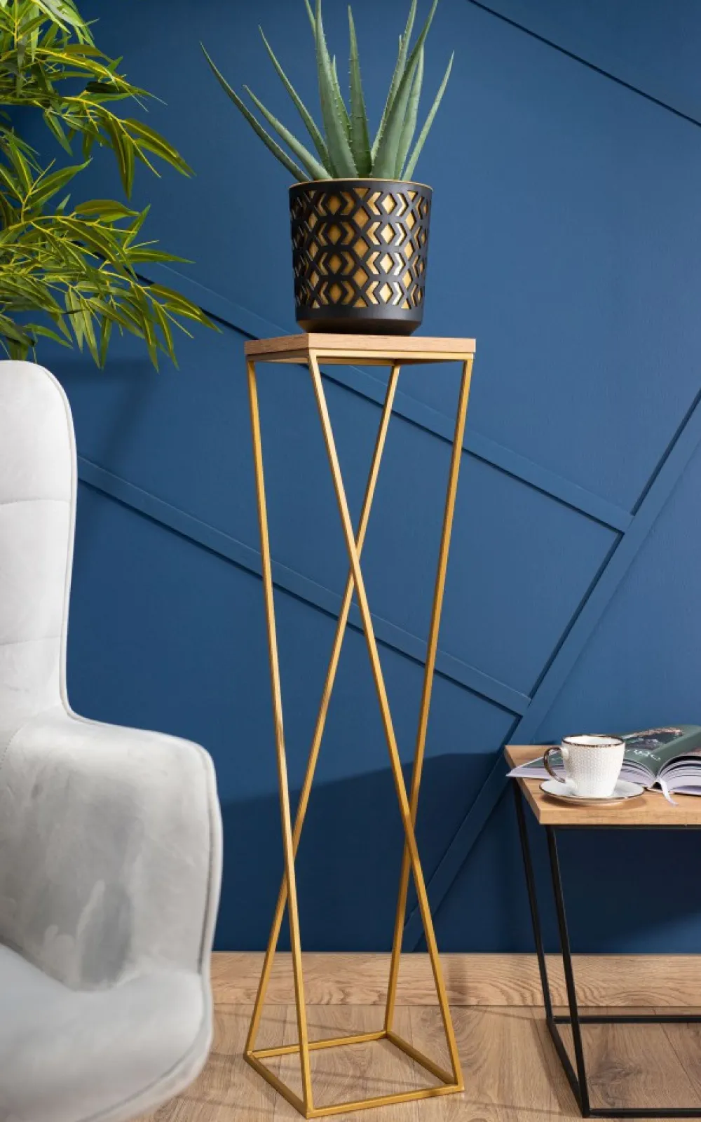 Kwietnik stojak 100 cm złoty metal GLAMOUR * HowHomely Sale
