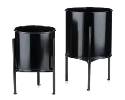Kwietnik stojak z wkładem 19 cm czarny LOFT * HowHomely Sale