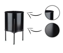 Kwietnik stojak z wkładem 24 cm czarny LOFT * HowHomely Clearance