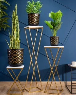 Kwietnik stojący 40 cm blat białym metal GLAM * HowHomely New