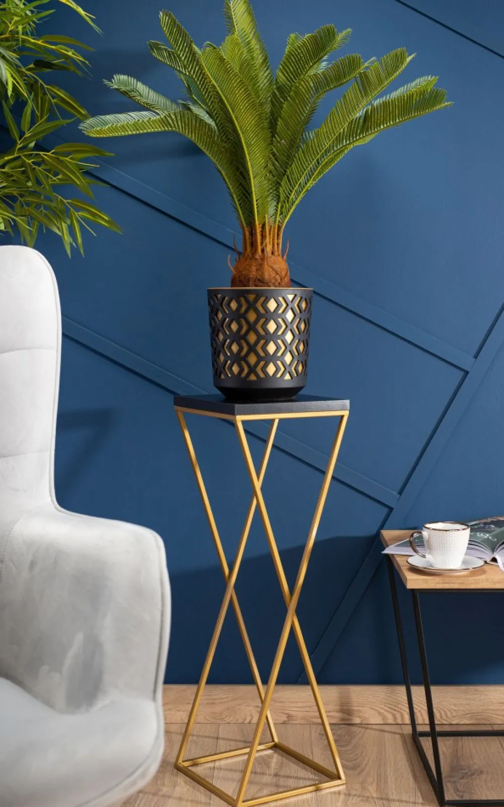Kwietnik stojący 70 cm blat czarny LOFT metalowy * HowHomely Discount