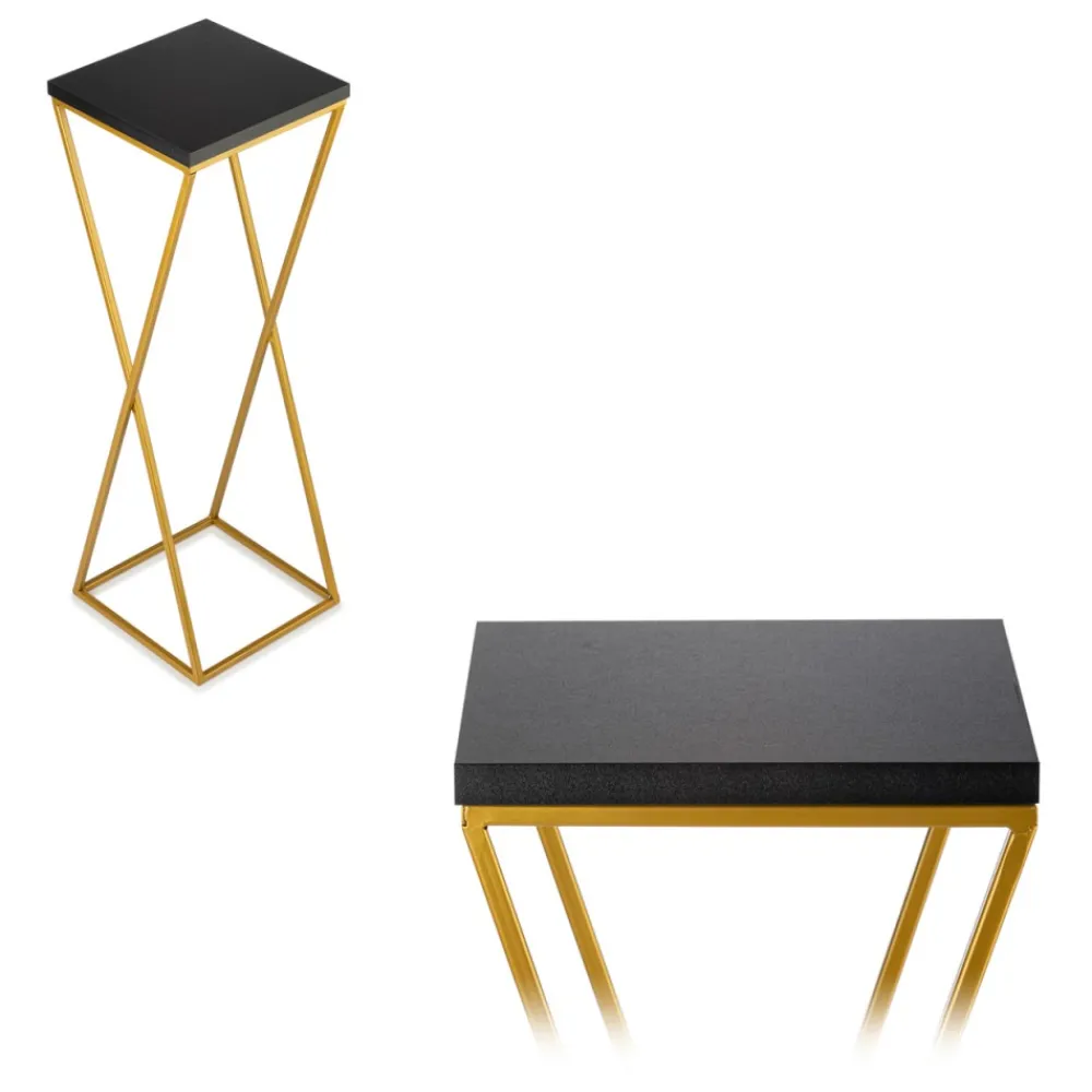 Kwietnik stojący 70 cm blat czarny LOFT metalowy * HowHomely Discount