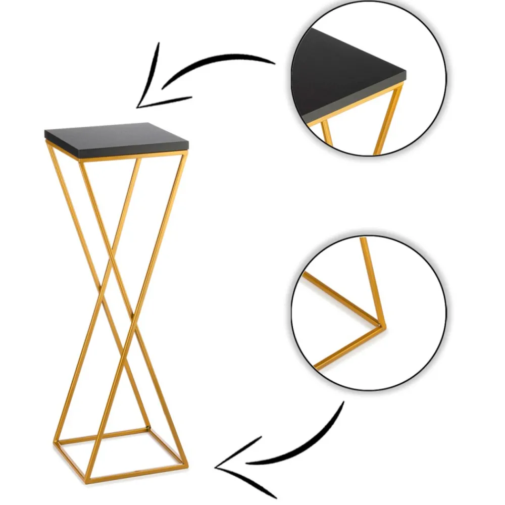 Kwietnik stojący 70 cm blat czarny LOFT metalowy * HowHomely Discount