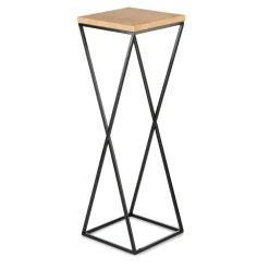 Kwietnik stojący 70 cm czarny z blatem dąb lancelot * HowHomely Discount
