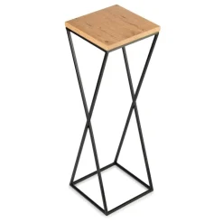 Kwietnik stojący 70 cm czarny z blatem dąb lancelot * HowHomely Discount
