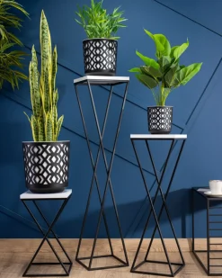 Kwietnik stojący LOFT 70 cm z blatem MDF metal * HowHomely Best