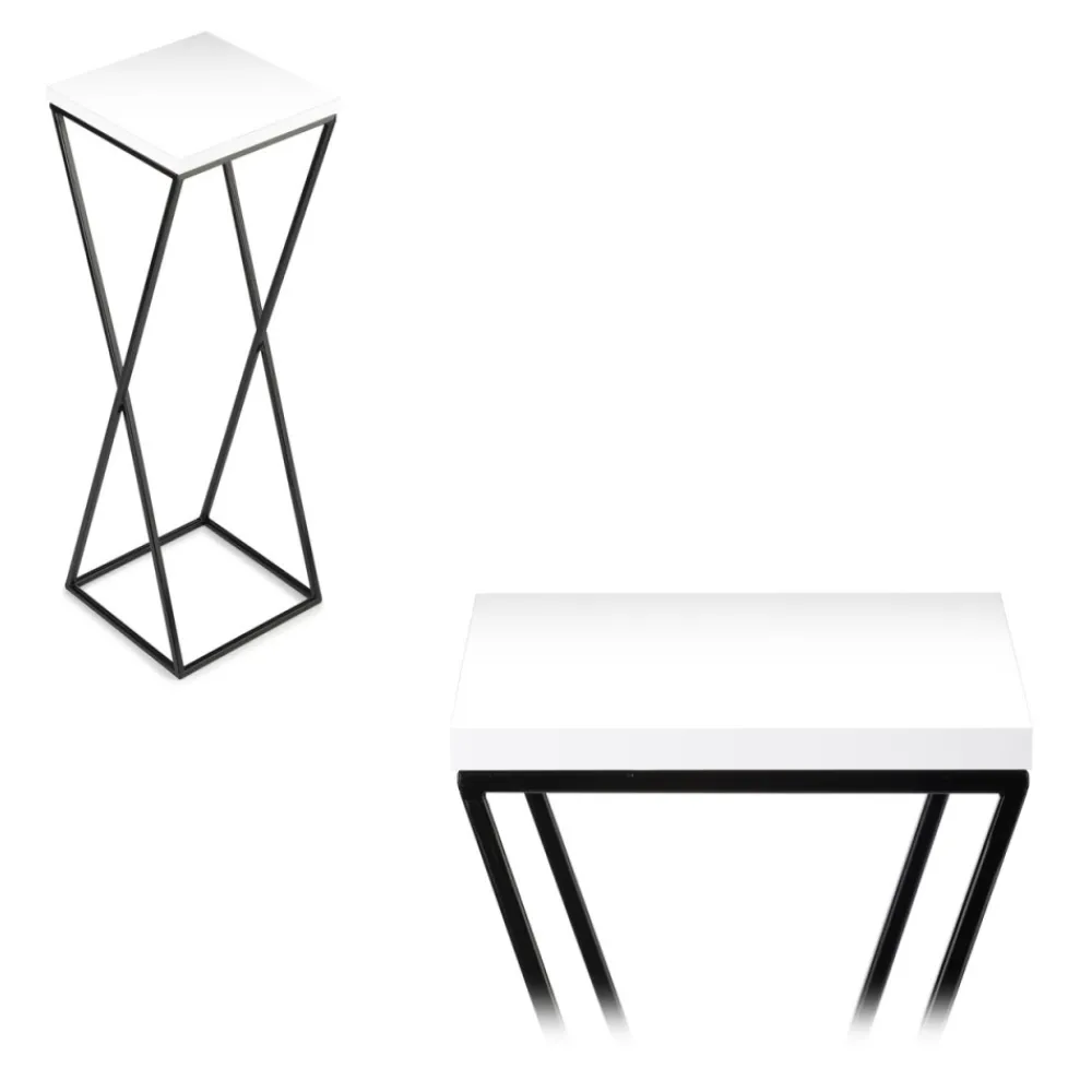 Kwietnik stojący LOFT 70 cm z blatem MDF metal * HowHomely Best