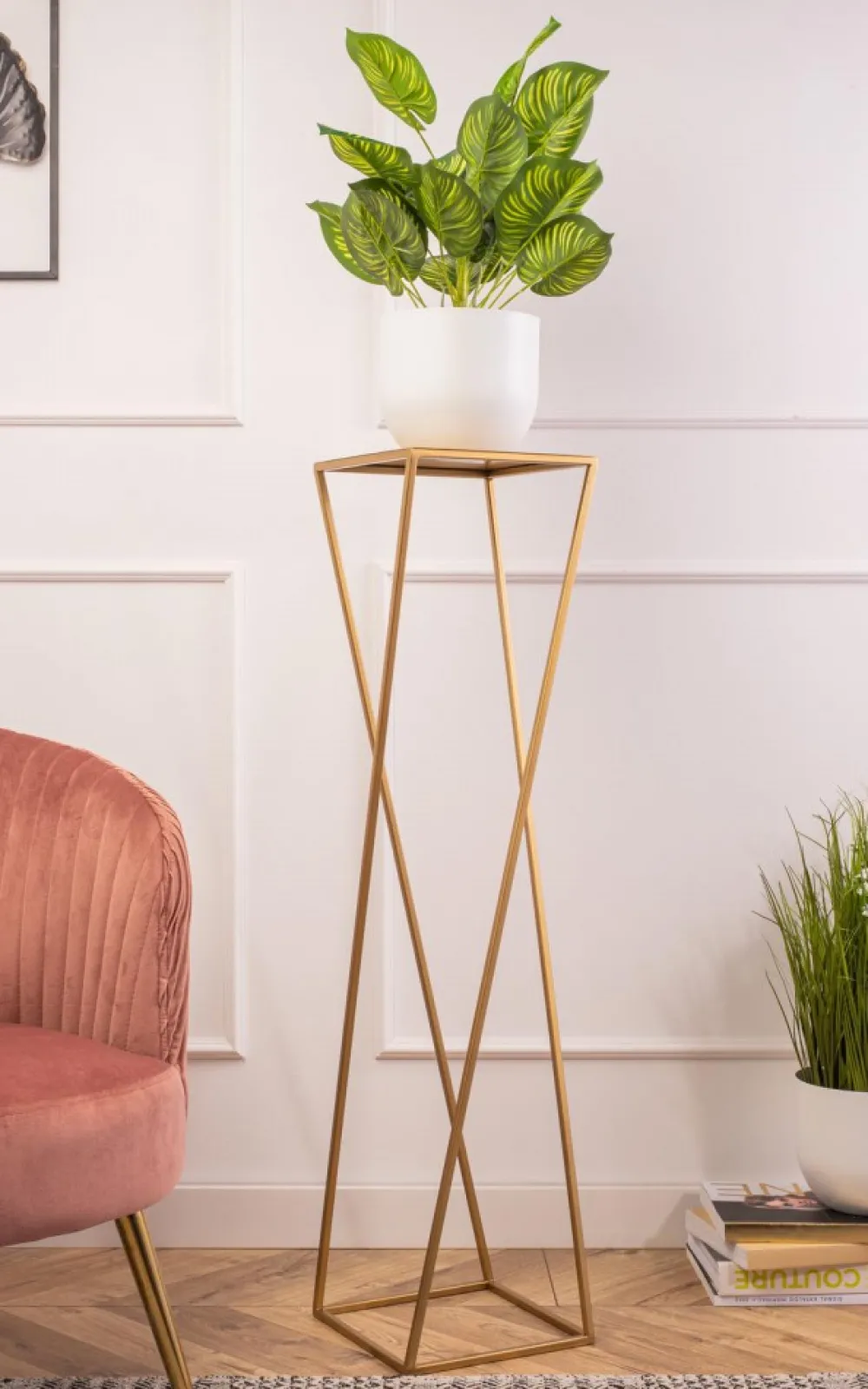 Kwietnik stojący na kwiaty 100 cm złoty GLAM * HowHomely