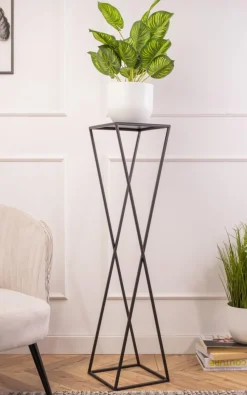 Kwietnik stojący nowoczesny czarny 100 cm LOFT * HowHomely Best