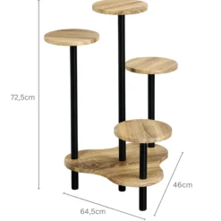 Kwietnik stojący 4 poziomy loft dąb i czarny metal 64,5 cm * Kesper New