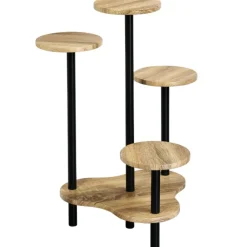 Kwietnik stojący 4 poziomy loft dąb i czarny metal 64,5 cm * Kesper New